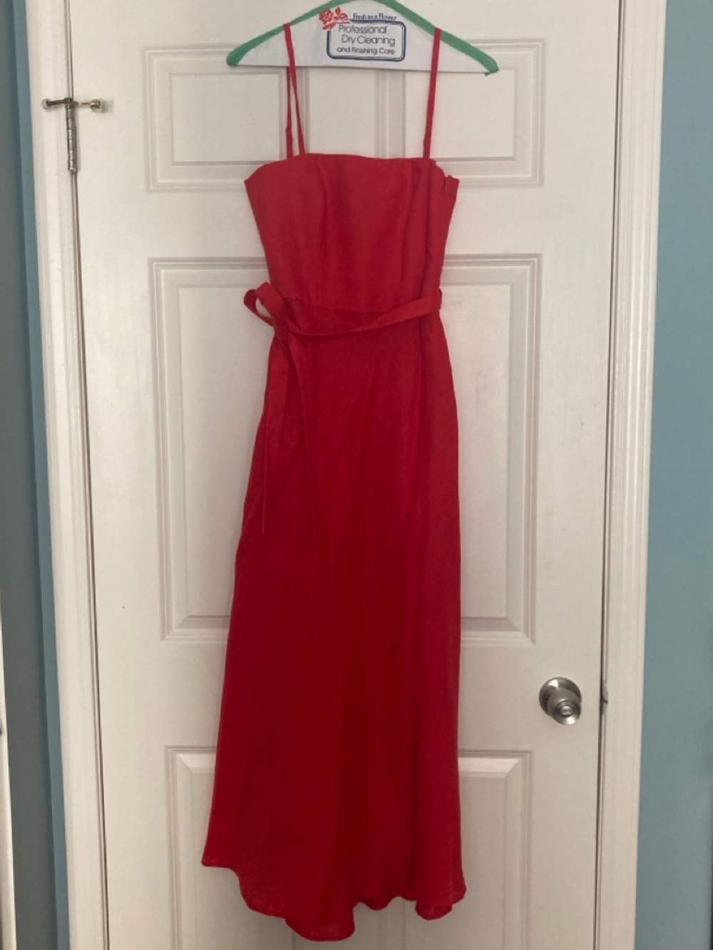 Red Linen Midi Dress